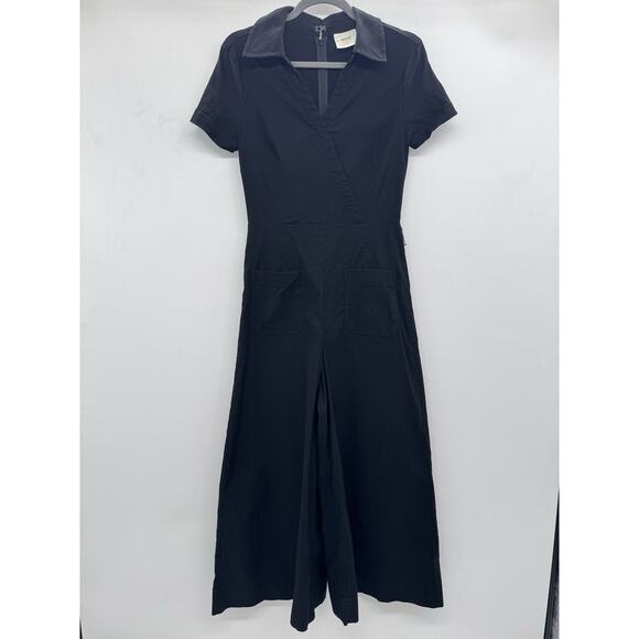 Maeve by Anthropologie The Colette Wrap Jumpsuit Sz 6 Black Wide Leg *No Belt - Picture 4 of 16